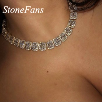 Gold Crystal Rhinestone Choker Necklace Women Jewelry Statement Hip Hop Necklace Men Bling Iced Out 